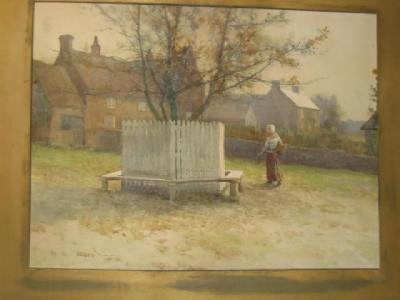 Appraisal: MAUD RACHEL JONES Figure on a Village Green signed x