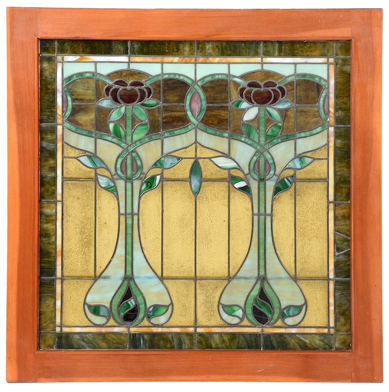 Appraisal: Art Nouveau Style Stained Glass Window probably American early th