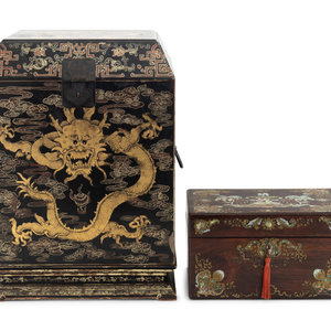 Appraisal: A Chinese Export Lacquer Dressing Cabinet and a Mother-of-Pearl Inlaid