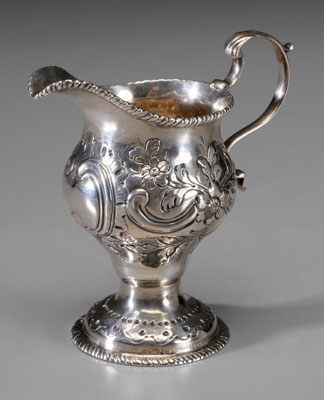 Appraisal: George III Silver Cream Pitcher London pyriform with gadroon borders