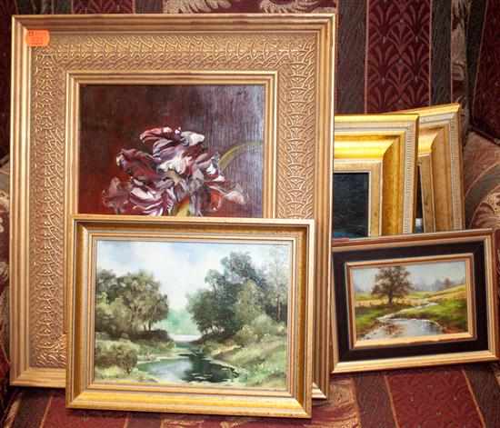 Appraisal: Five assorted oils on board artists include Carol Thompson Yvonne