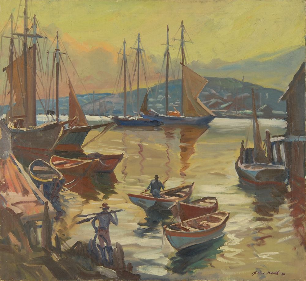 Appraisal: MORTON ROBERTSAmerican - North Shore harbor probably Gloucester Signed and