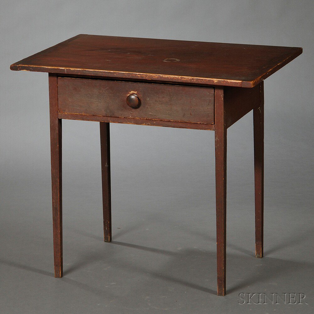 Appraisal: Federal Red-painted Table New England early th century rectangular overhanging