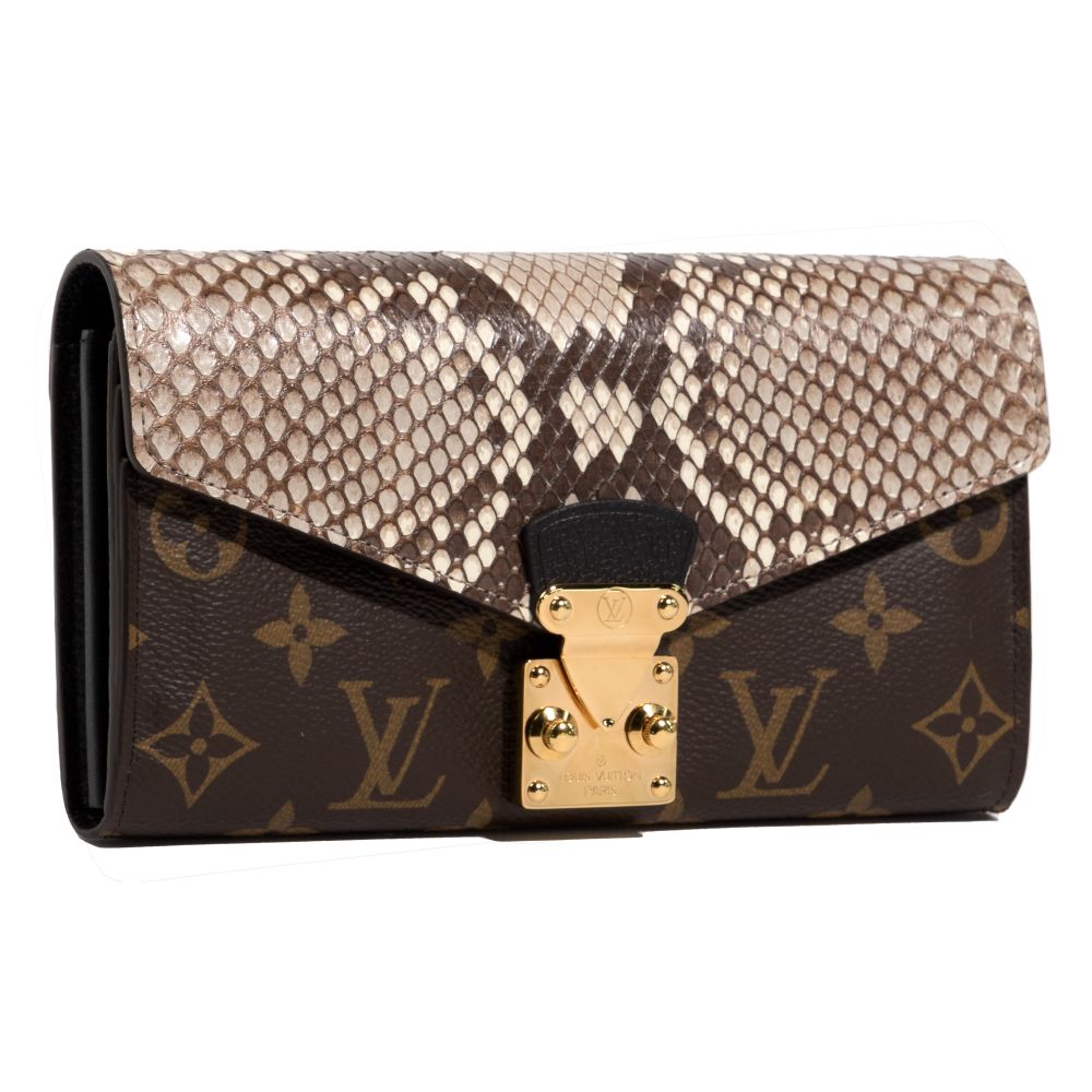 Appraisal: LOUIS VUITTON PALLAS PYTHON WALLETBrown and tan monogram coated canvas