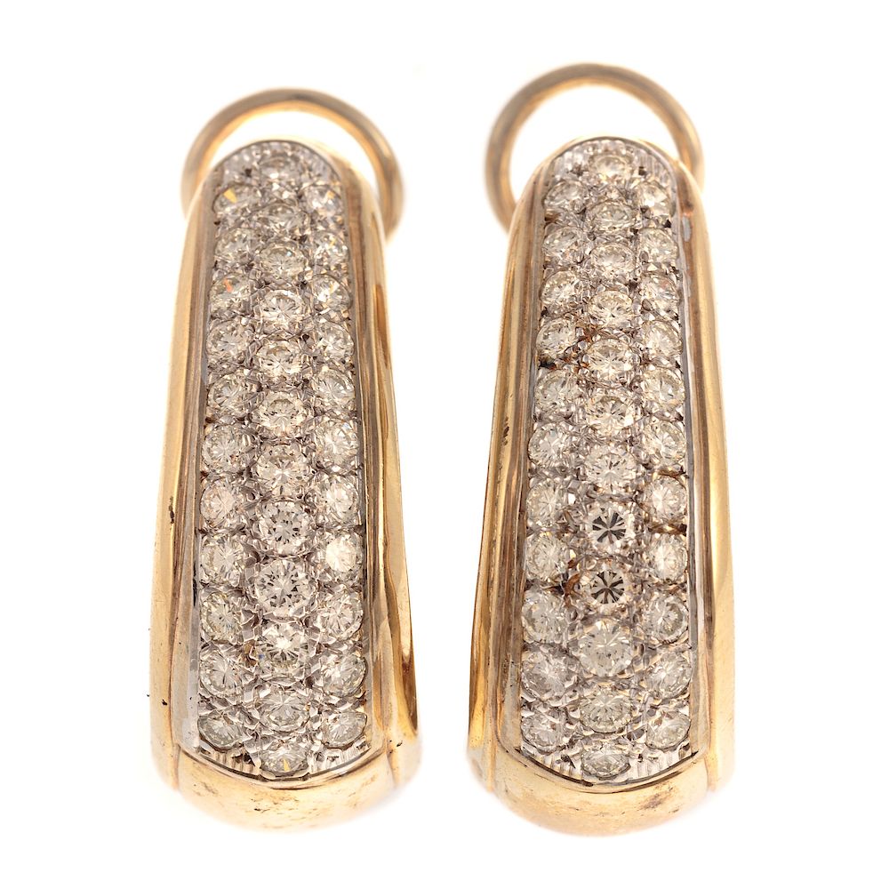 Appraisal: A Pair of Diamond Hoop Earrings in K K yellow