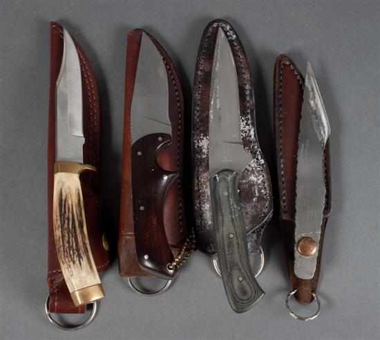 Appraisal: Four hunting knives by various makers one marked ''T B