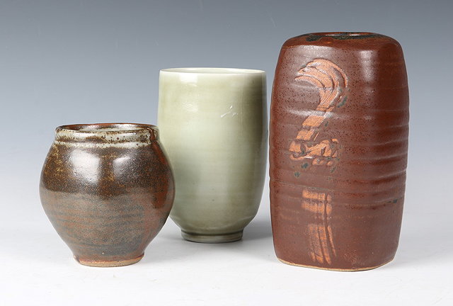 Appraisal: David Leach British - Three vasestwo impressed potter's seal the