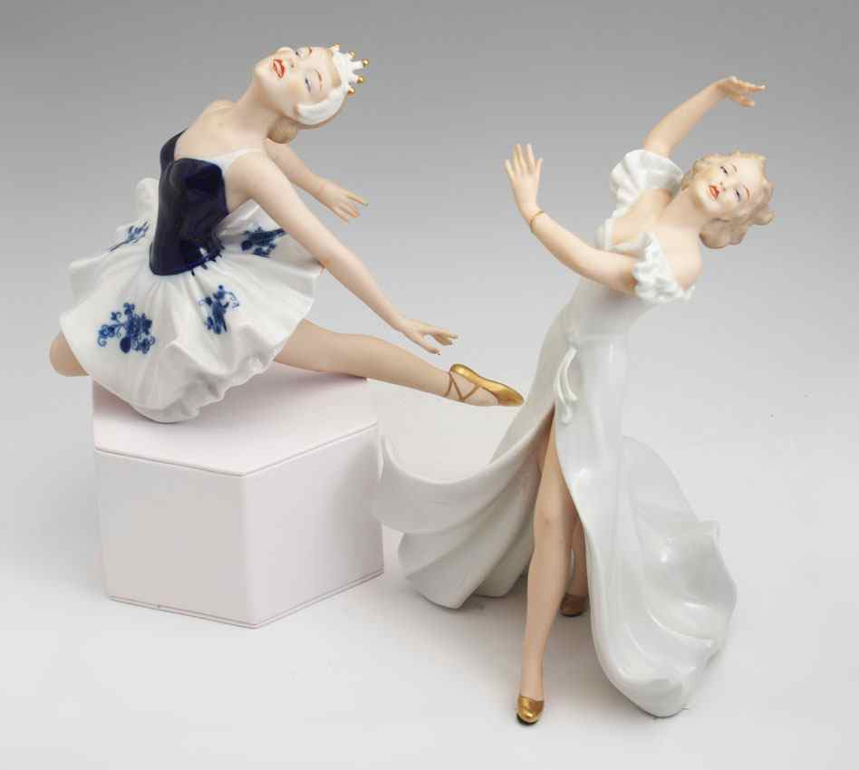 Appraisal: TWO WALLENDORF PORCELAIN FIGURINES Ballerina '' h x '' Lady