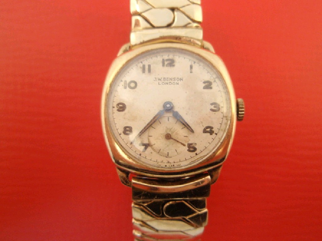 Appraisal: A gentleman's ct gold cased wristwatch by J W Benson