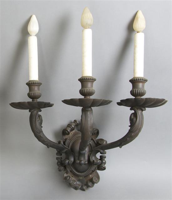 Appraisal: A Set of Four Neoclassical Three-Light Sconces Caldwell Height inches