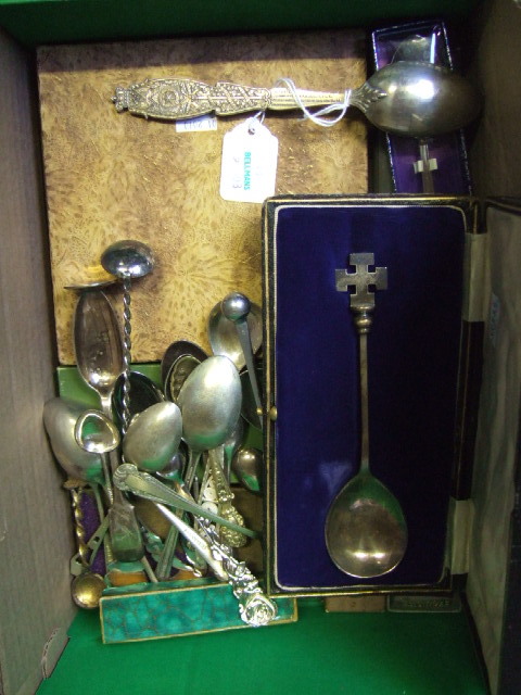 Appraisal: A collection of spoons in silver mostly plated and base