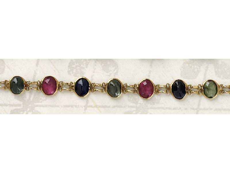 Appraisal: MULTICOLOR SAPPHIRE BRACELET k yellow gold mixed color sapphire bracelet