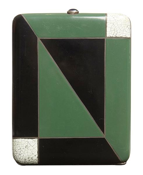 Appraisal: AN ART DECO LACQUER AND EGGSHELL DECORATED CIGARETTE CASE embellished