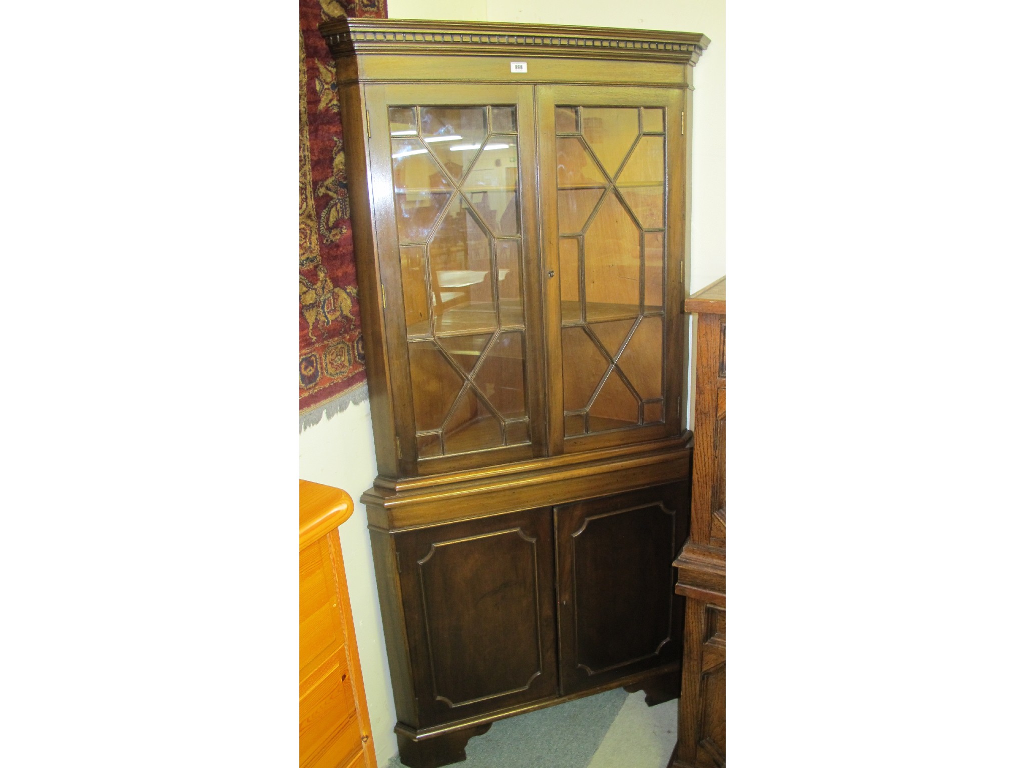 Appraisal: Mahogany glazed corner cabinet