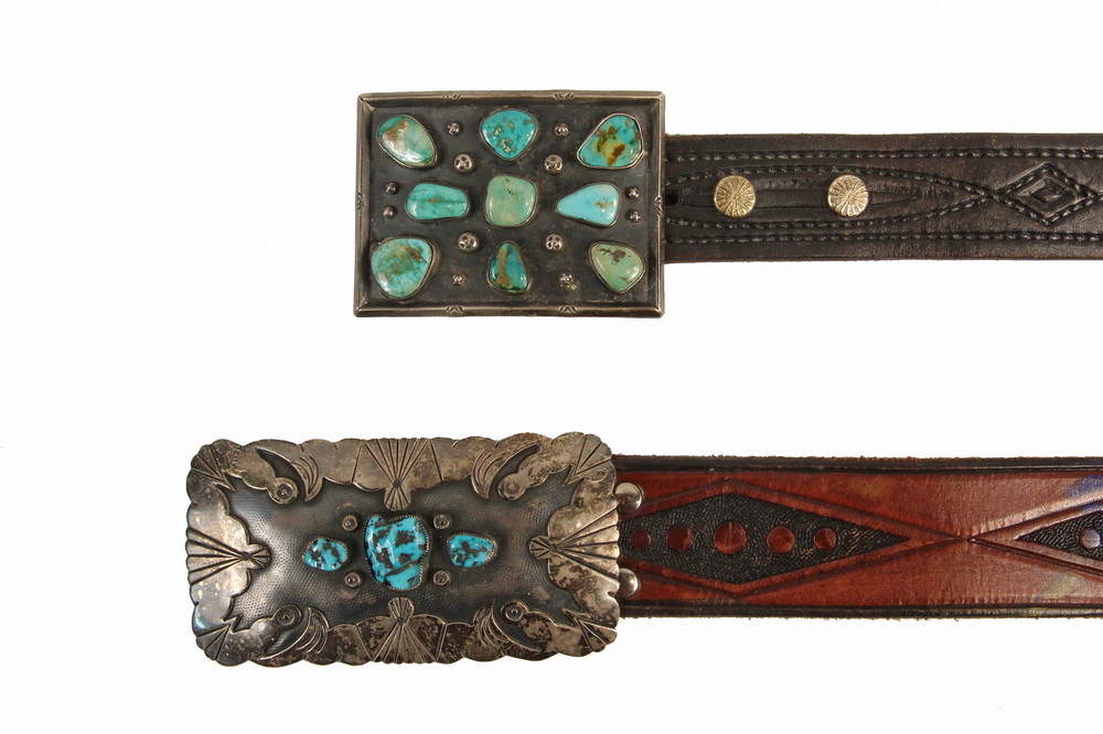 Appraisal: BELT BUCKLES - Lot of Native American Crafted Sterling Silver