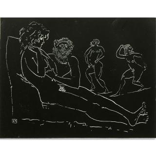 Appraisal: After Pablo Picasso Spanish - Etching Bacchanal Scene Bears initial