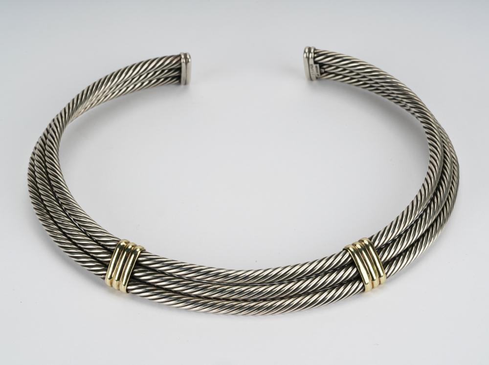 Appraisal: BARBARA RICKLES DAVID YURMAN STERLING KARAT YELLOW GOLD CHOKER NECKLACEsigned