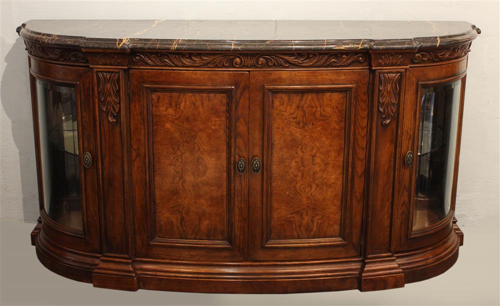 Appraisal: HENREDON DEMILUNE SIDEBOARD WITH GRANITE TOP the rectangular black granite