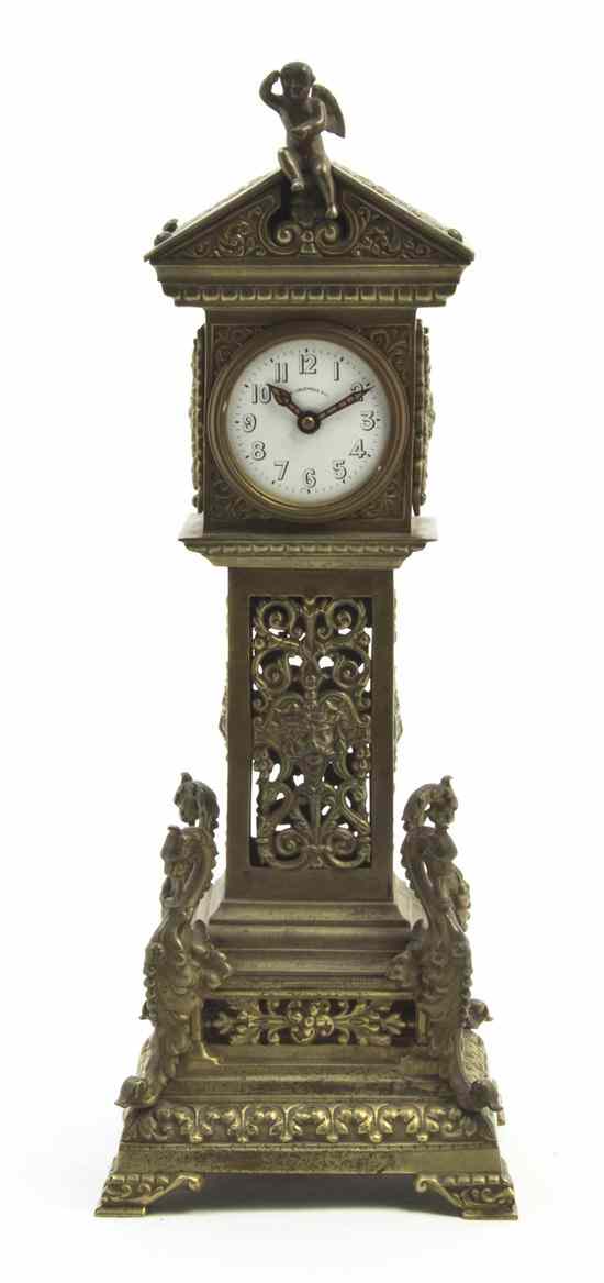 Appraisal: A Brass Miniature Case Clock J E Caldwell Co having