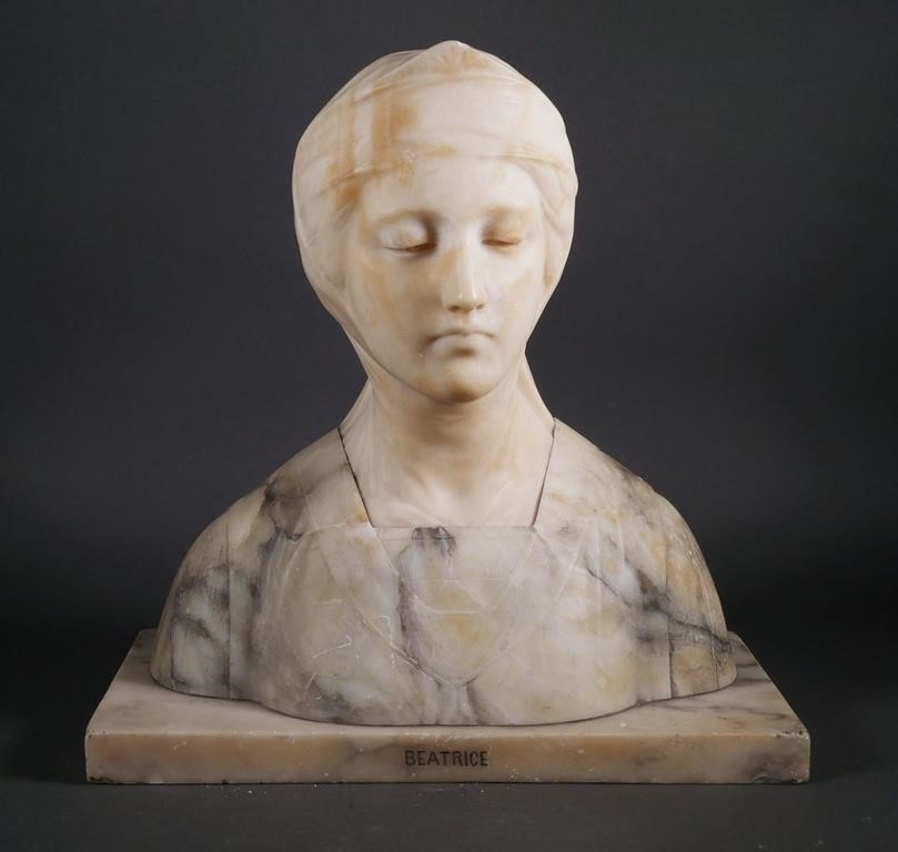 Appraisal: th century marble bust of a woman with the name