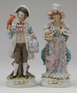 Appraisal: Continental porcelain figurines h Pair of mid th century hand