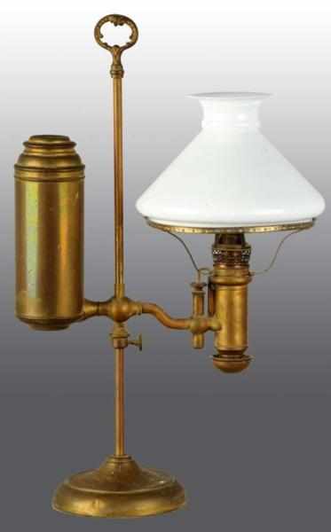 Appraisal: Brass Student Lamp Description Circa With white diameter shade Condition