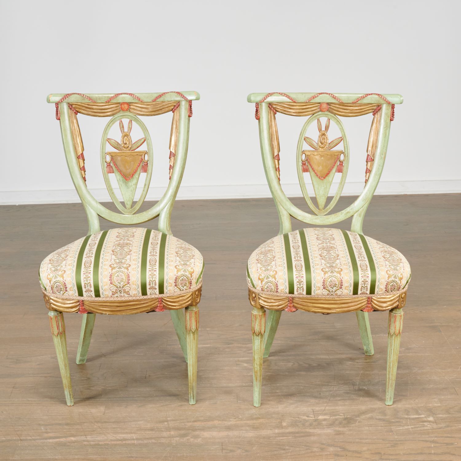 Appraisal: PAIR ITALIAN NEOCLASSICAL PARCEL GILT SIDE CHAIRS th c Italy