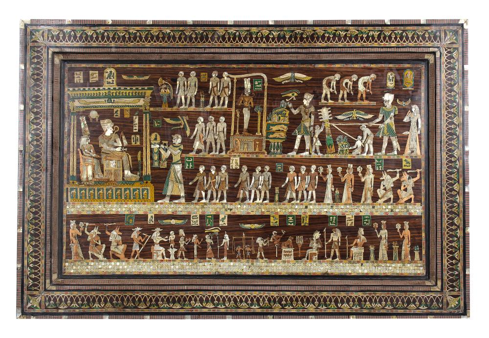 Appraisal: EGYPTIANESQUE INLAID WALL PLAQUElate th century x inches Condition