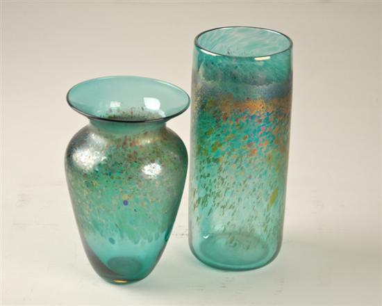 Appraisal: Two Robert Held Art Glass Studio Vases both in teal