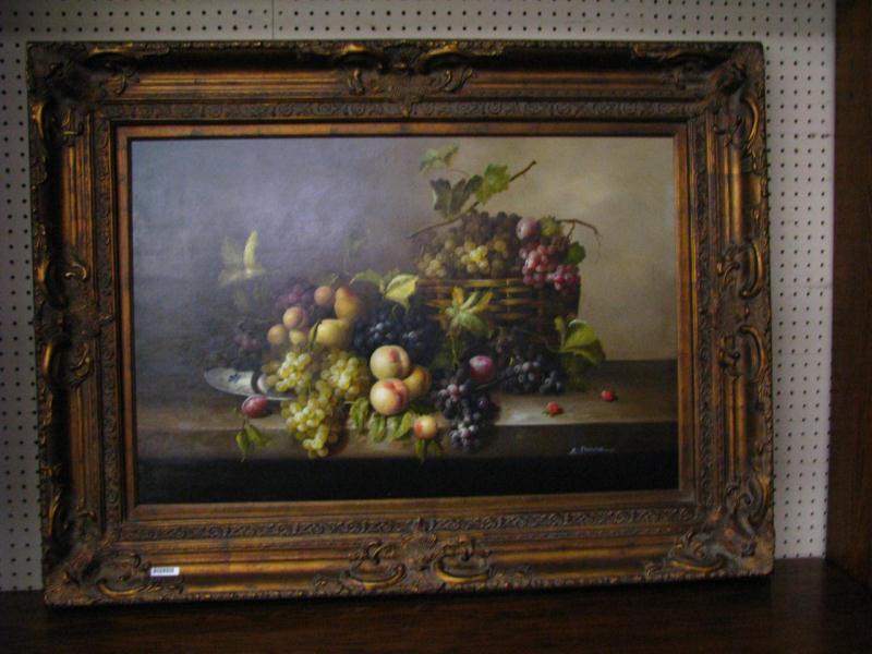 Appraisal: x Decorator Print on Canvas Fruit Still Life Framed