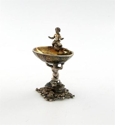 Appraisal: A th century continental silver and Toledo work salt cellar