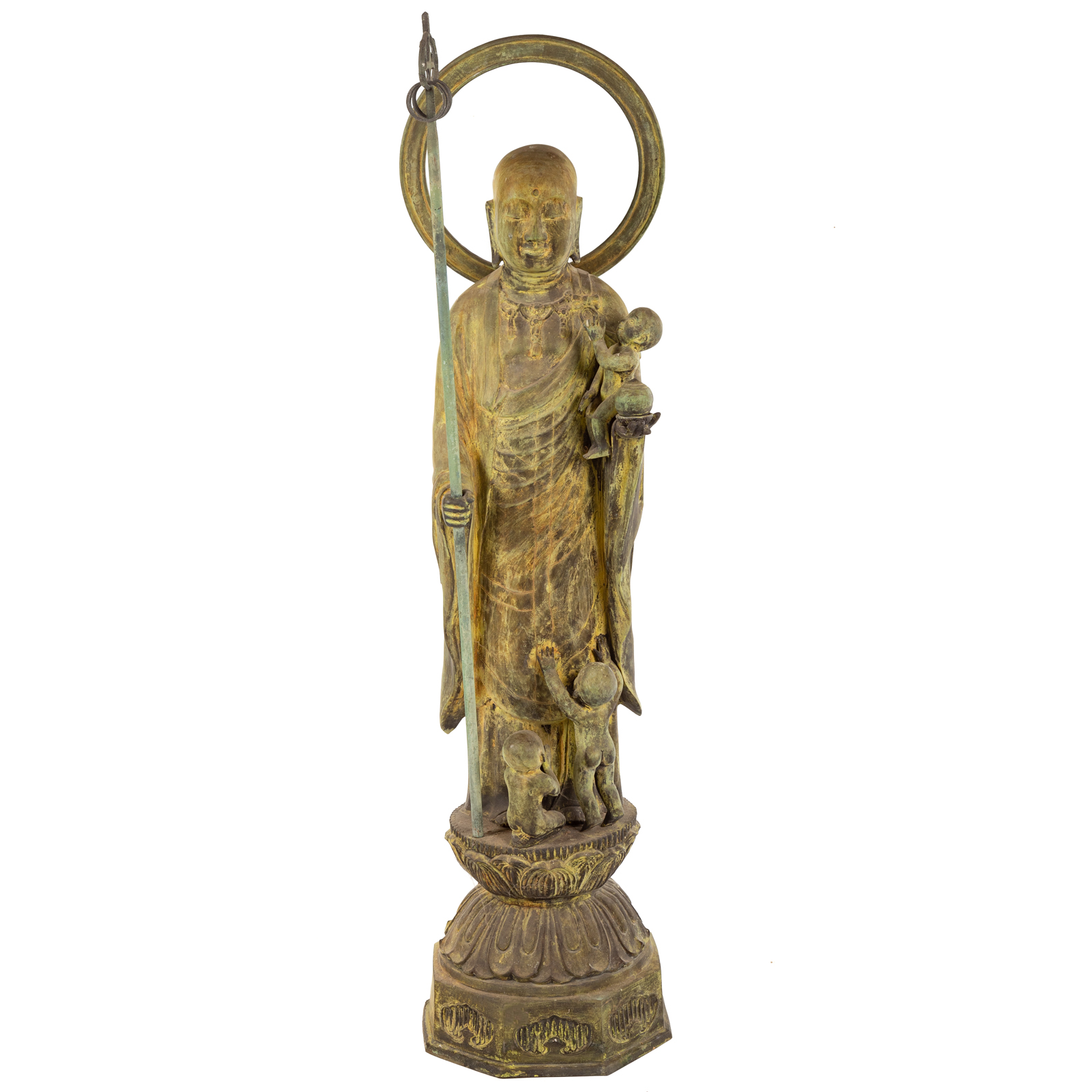 Appraisal: CHINESE BRONZE DAOIST SAINT Probably Republic Period standing figure holding