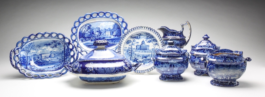 Appraisal: SEVEN PIECES OF HISTORICAL BLUE STAFFORDSHIRE England st half th