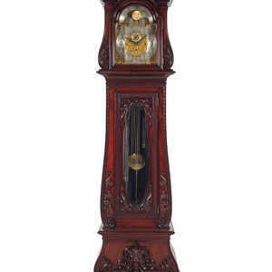 Appraisal: A Herschede Carved Mahogany Nine-Tube Tall Case Clock First Half