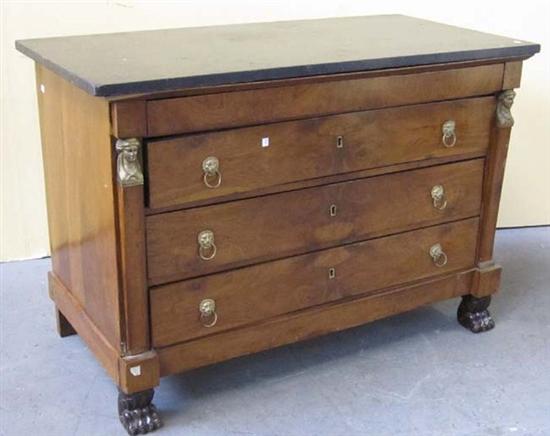 Appraisal: COMMODE A th C French Empire marble top commode The