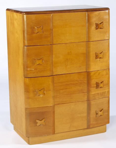 Appraisal: HEYWOOD WAKEFIELD Four drawer chest in Champagne finish x x