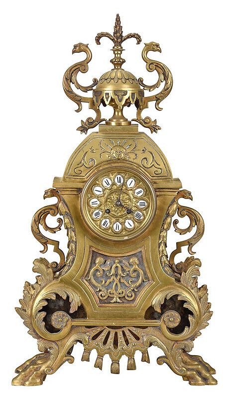 Appraisal: AD Mougin Brass Mantel Clock French late th century urn