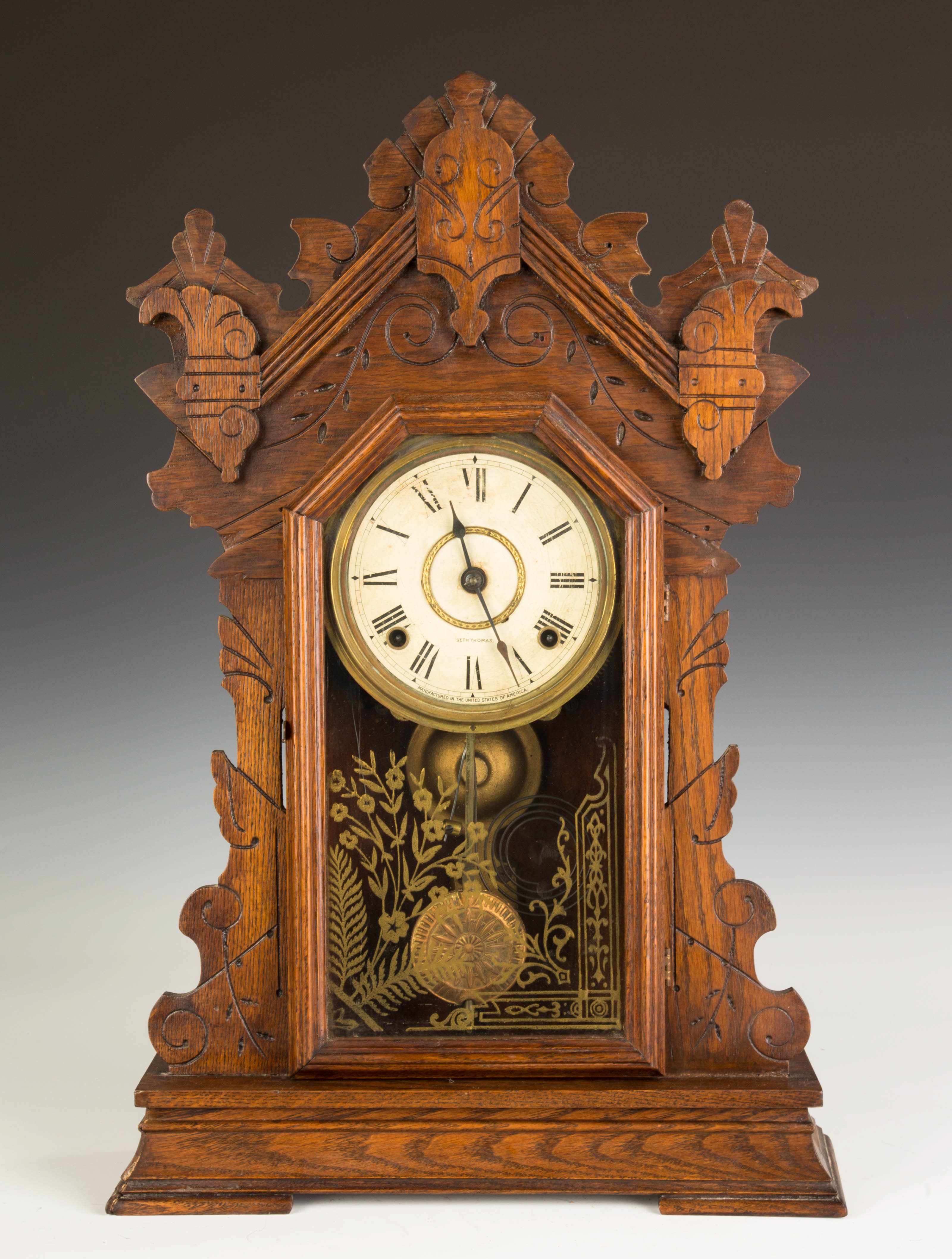 Appraisal: Seth Thomas Oak Kitchen Shelf Clock Original dial and glass