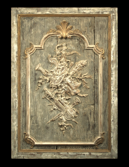 Appraisal: Large French Carved Gray-Painted and Parcel-Gilt Wooden Boiserie Panel third