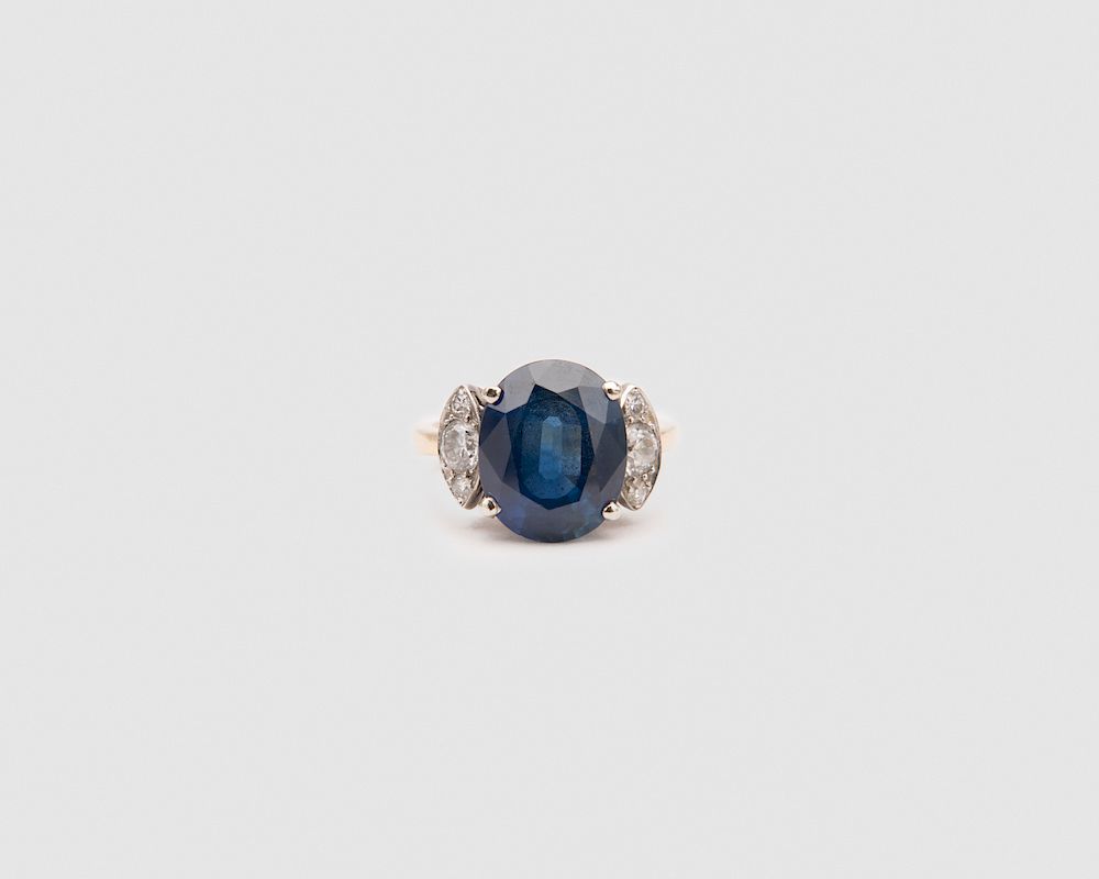 Appraisal: K Gold Sapphire and Diamond Ring K Gold Sapphire and