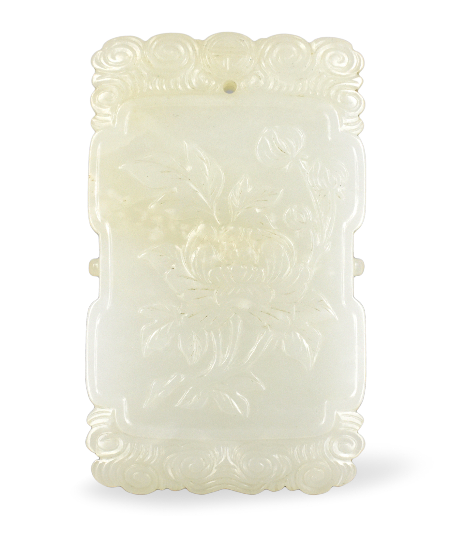 Appraisal: A Chinese Hetian white jade carving in a large pendant