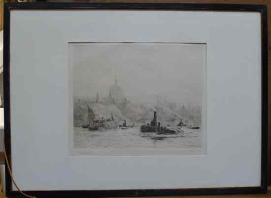 Appraisal: William Lionel Wyllie - etching Shipping on The Thames before