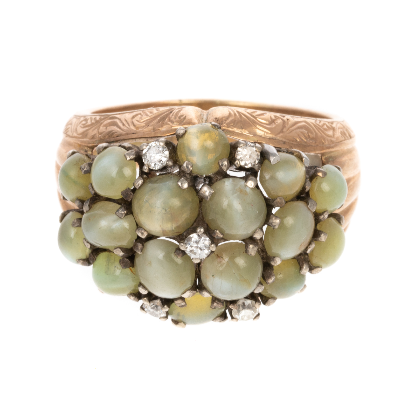 Appraisal: A CAT'S EYE CHRYSOBERYL DIAMOND RING IN K K yellow