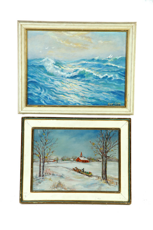 Appraisal: TWO PAINTINGS AMERICAN SCHOOL MID TH CENTURY Seascape by Alice