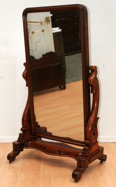 Appraisal: A Victorian mahogany cheval mirror cms wide cms deep high