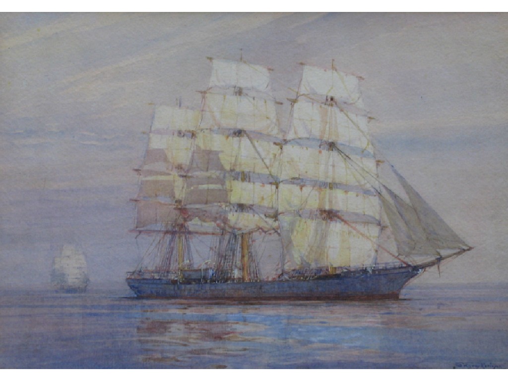 Appraisal: GREGORY ROBINSON A square rigger and another vessel in calm