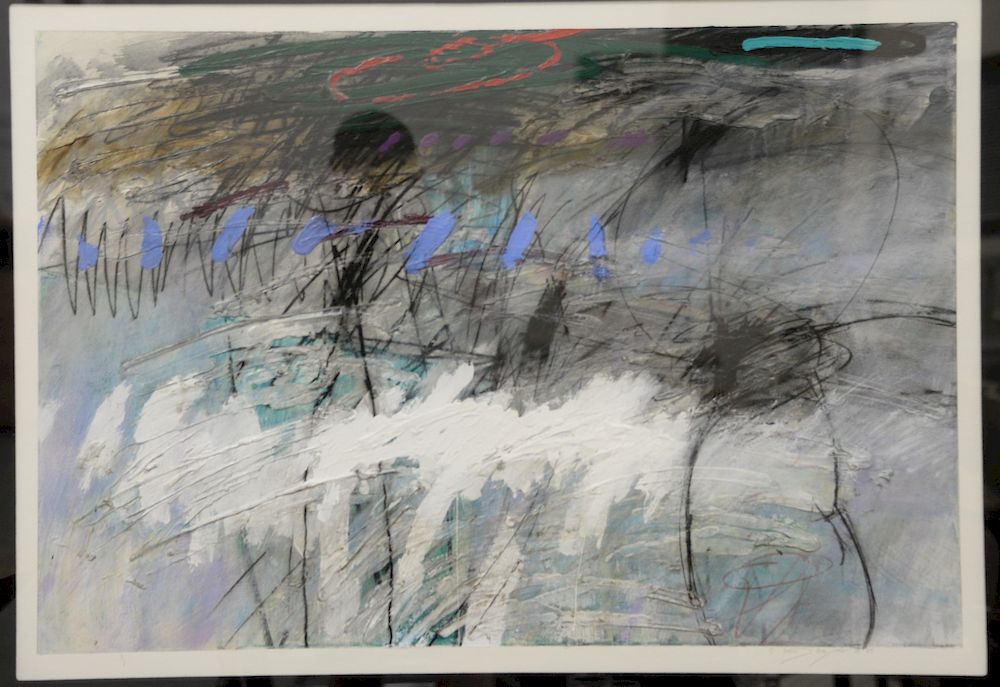 Appraisal: Snyder abstract mixed media on paper pencil signed and dated