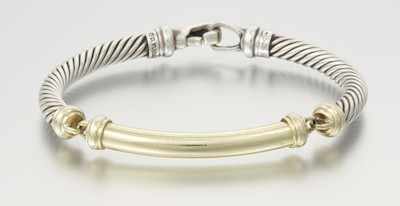 Appraisal: A David Yurman Sterling Silver and Gold Cable Bracelet Sterling