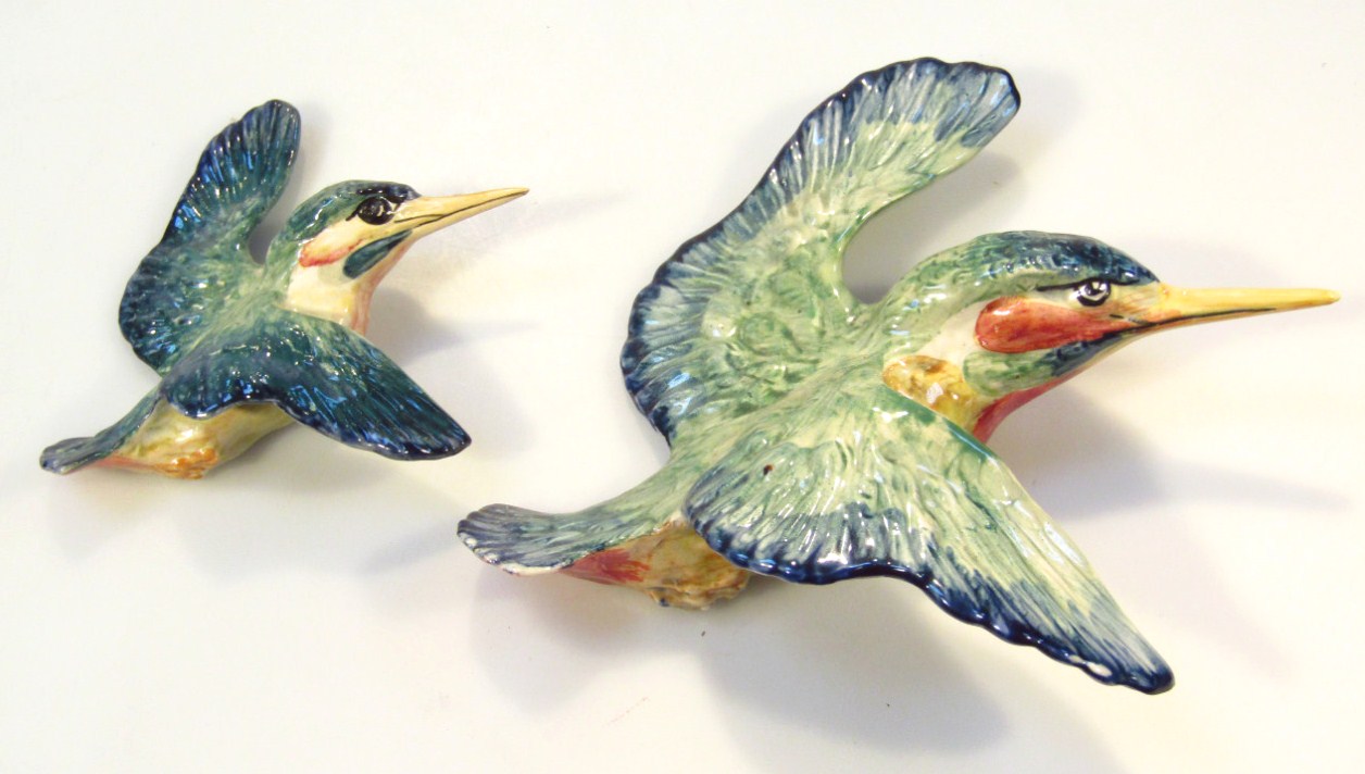 Appraisal: Two Beswick graduated Kingfisher wall hanging birds comprising - cm