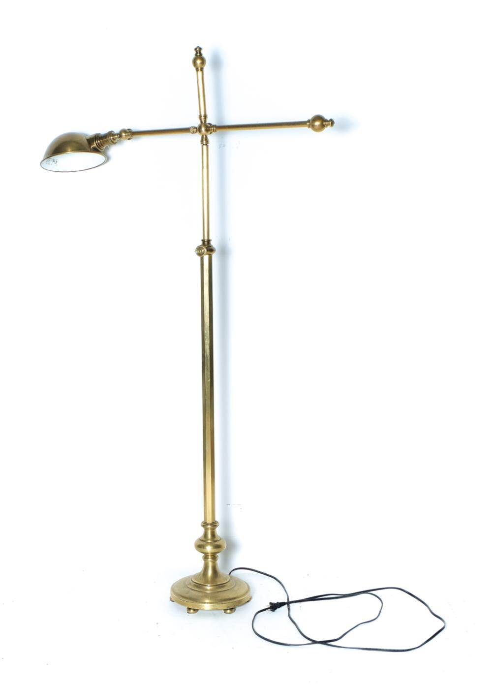 Appraisal: VINTAGE BRASS TELESCOPING ADJUSTABLE FLOOR LAMPVintage brass floor lamp with